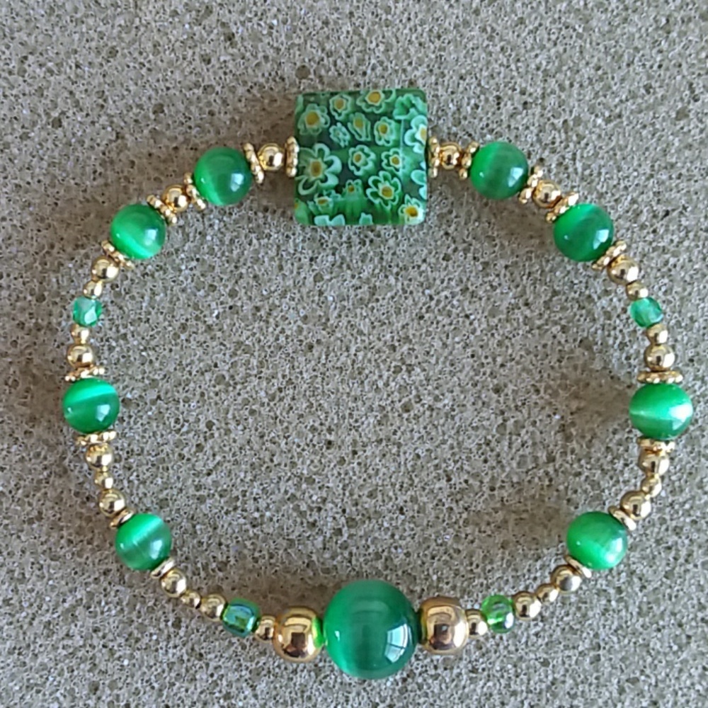 Green glass bracelet